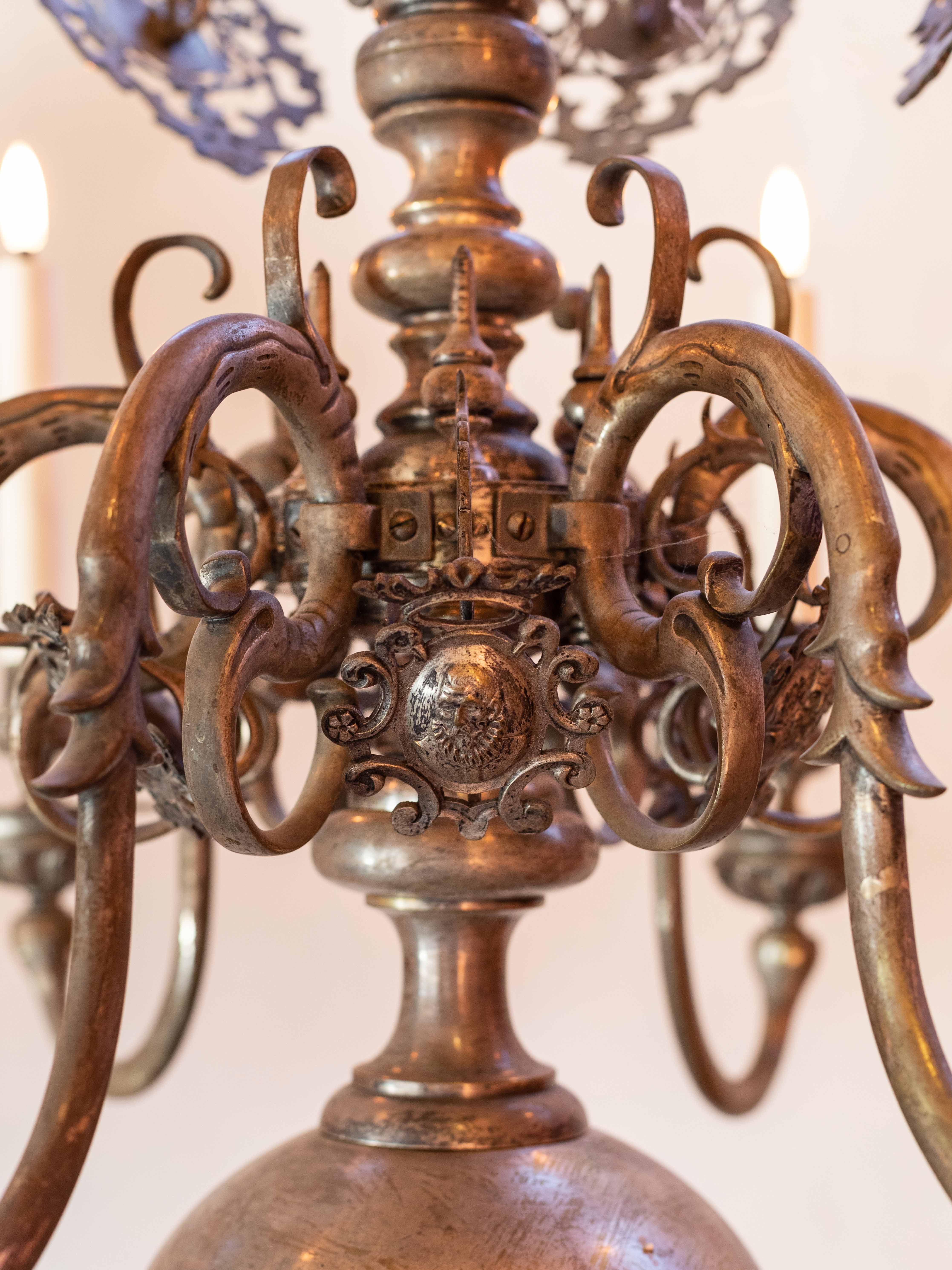 Amsterdam: 17th Century Model Copper Chandelier With 30 Lamps H250xB230