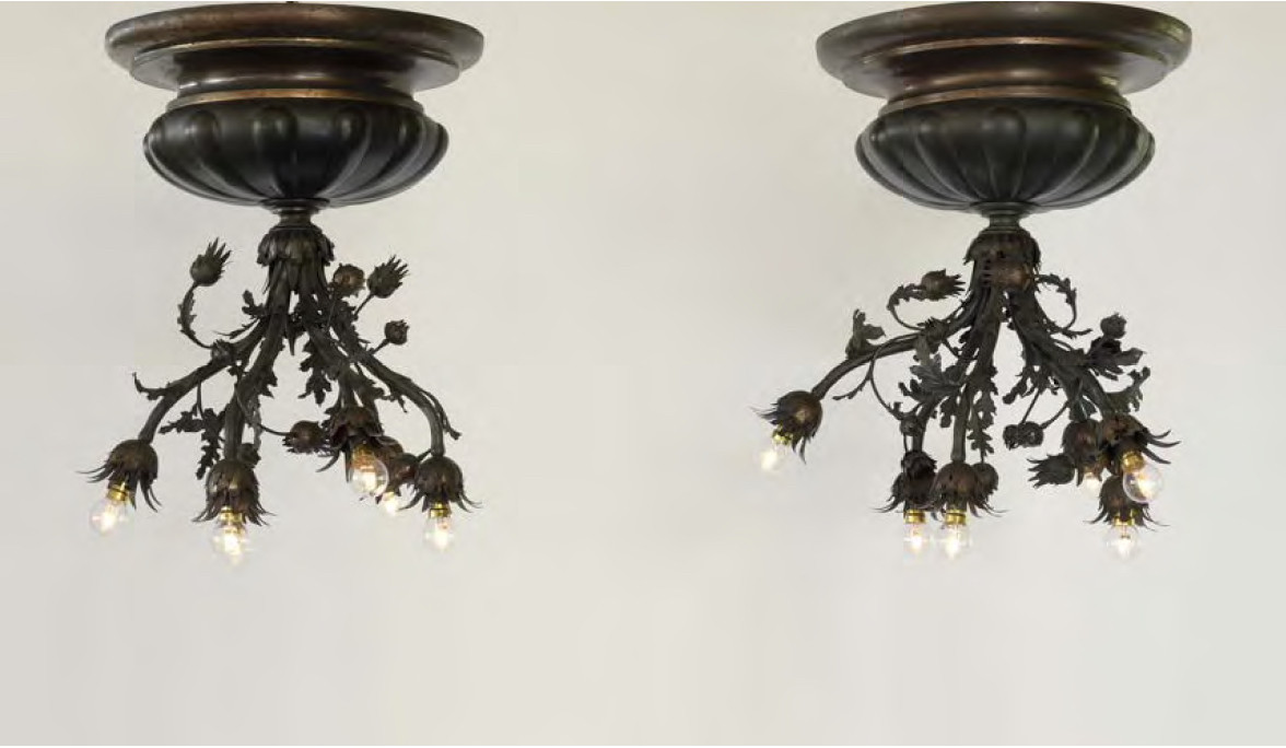 Pair of French Thistles ceiling Chandelier