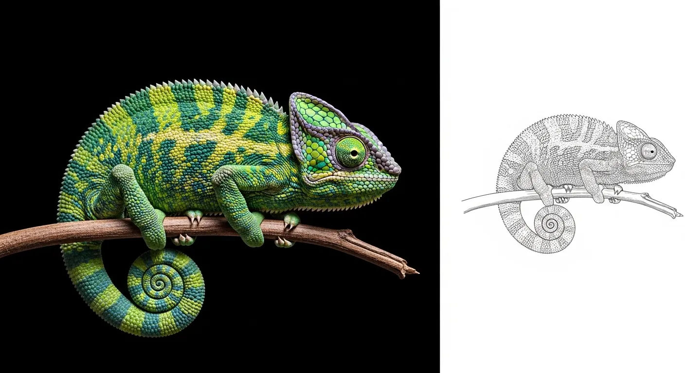 Dessin caméléon à imprimer