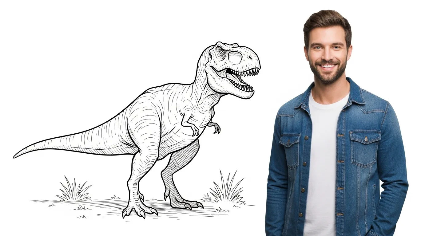 Dessin dinosaure T-rex facile