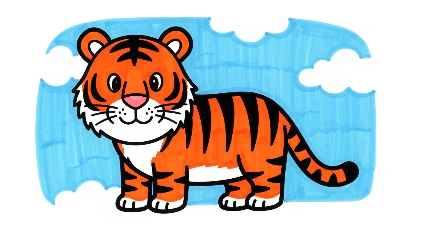 Dessin tigre facile enfant Idées Mignonnes