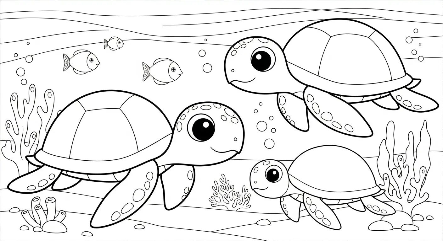 Tortue dessin facile en couleur Version Colorée