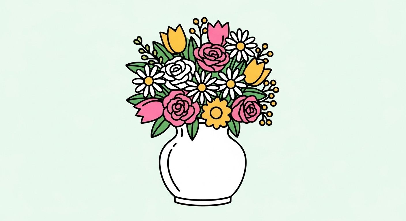 dessin bouquet de fleurs facile