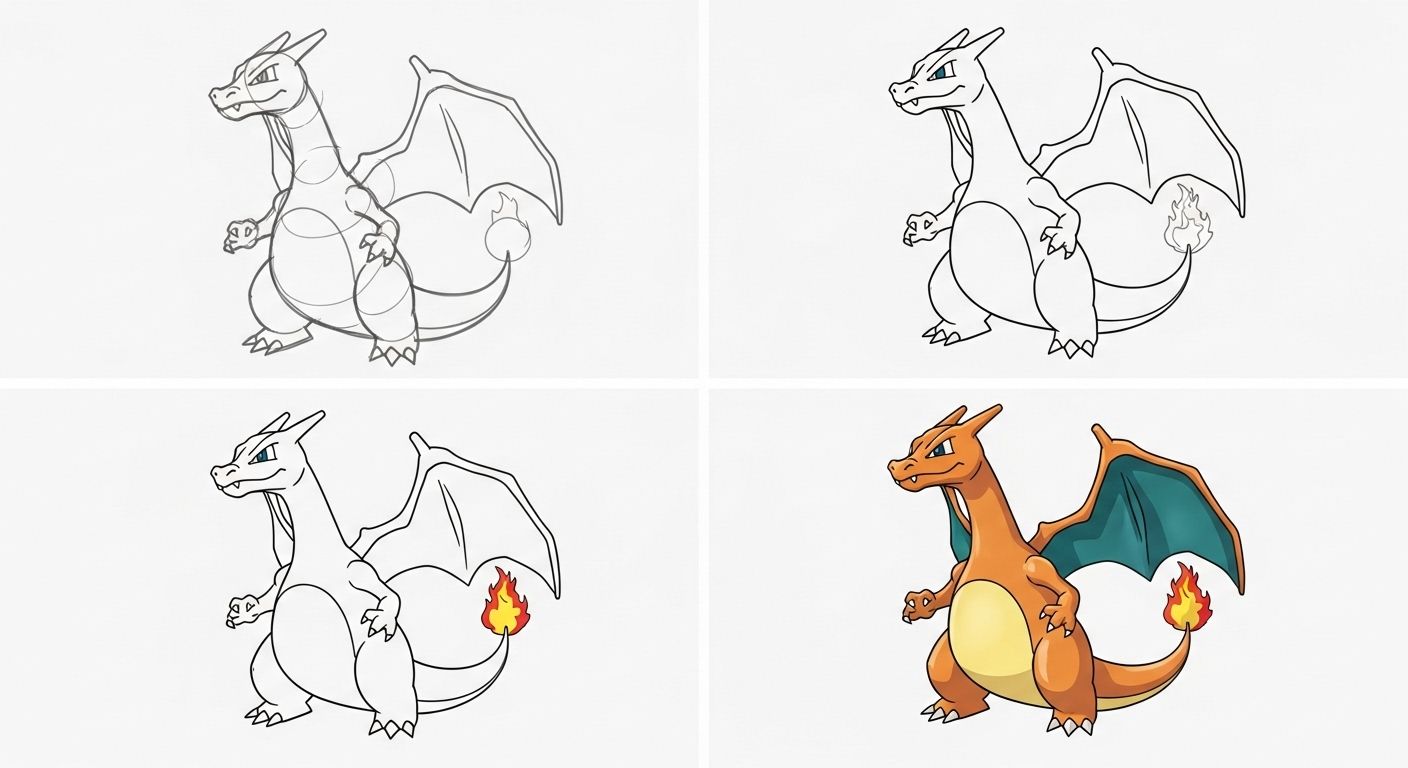 dessiner dracaufeu facilement