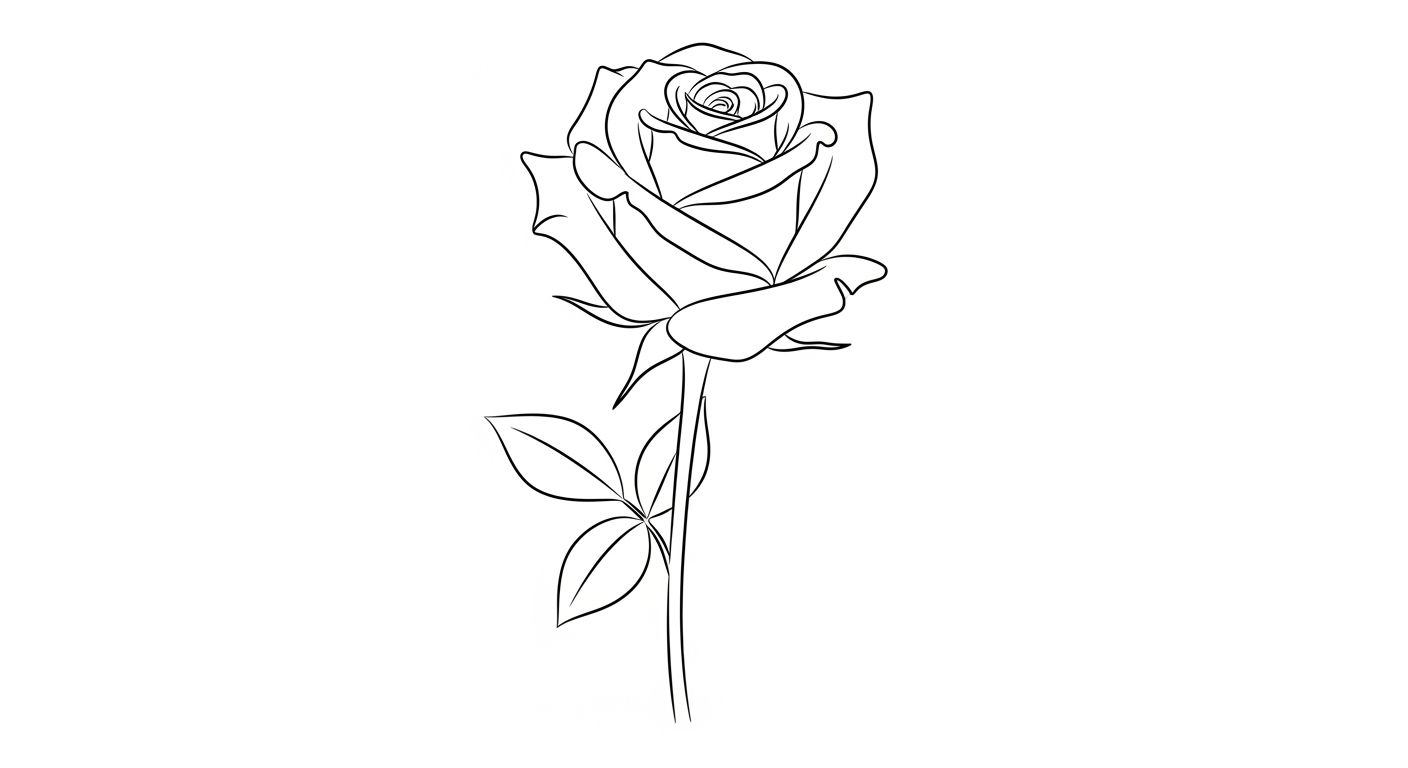 Rose Dessin Facil À Colorier