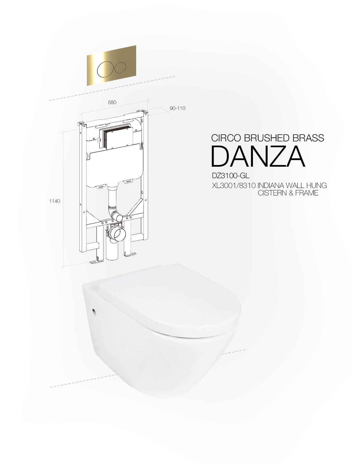 DANZA WALL HUNG CIRCO BRUSHED BRASS INDIANA — view 2