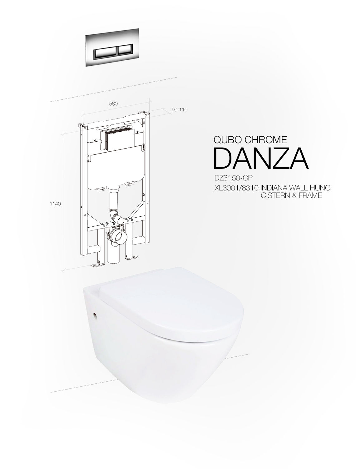 DANZA WALL HUNG QUBO CHROME INDIANA