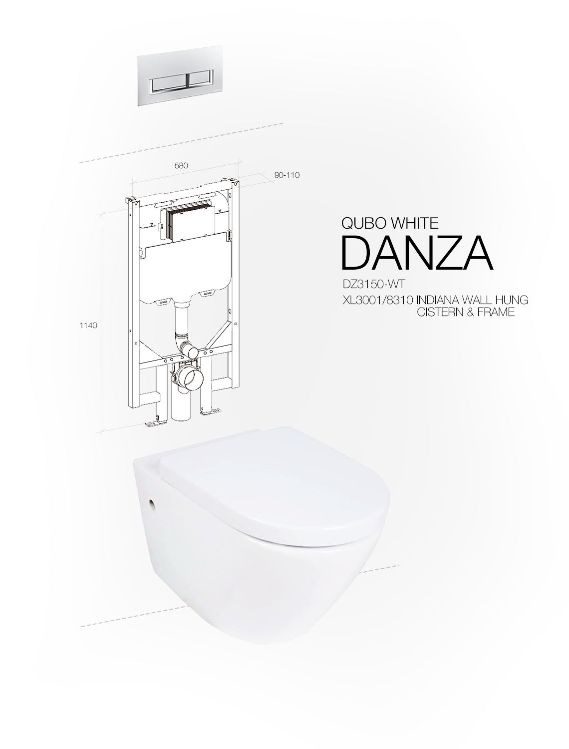 DANZA WALL HUNG QUBO WHITE INDIANA