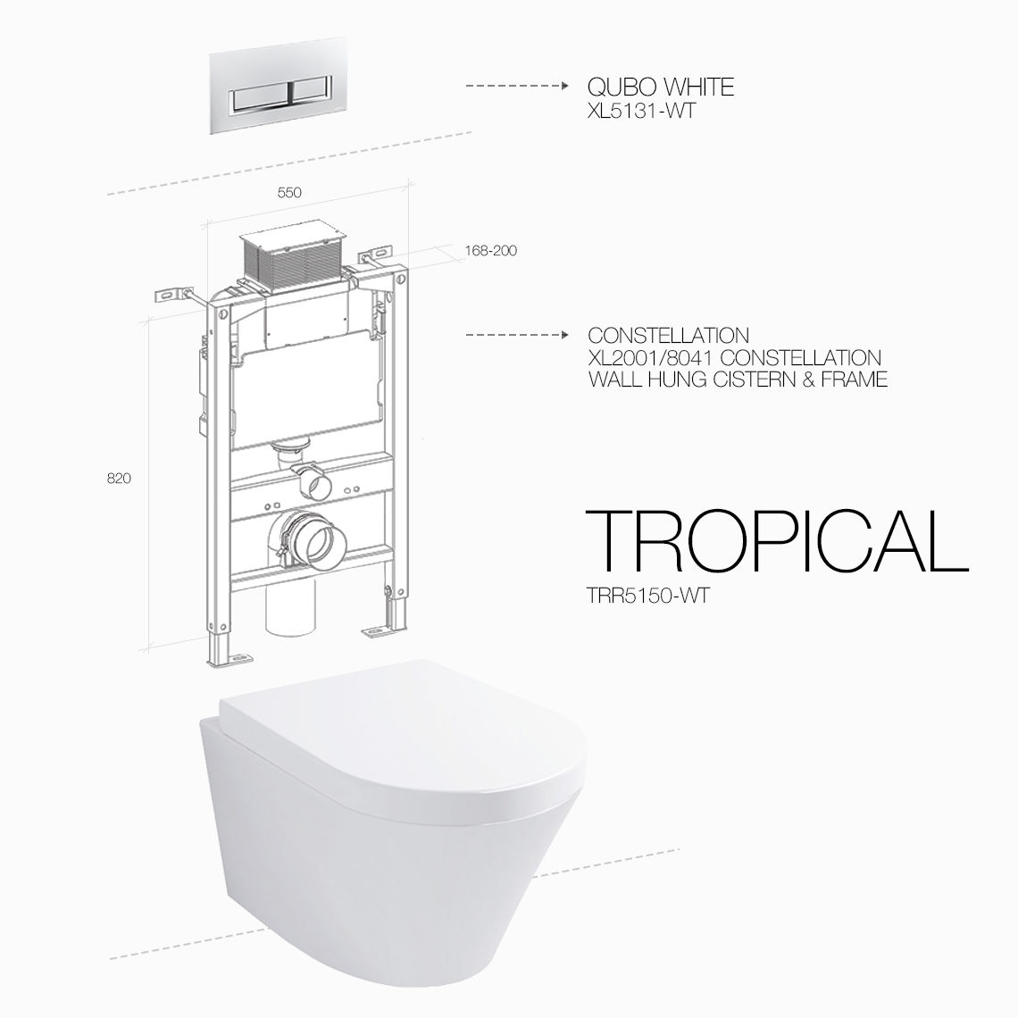 TROPICAL RIMLESS QUBO WHITE CONSTELLATION