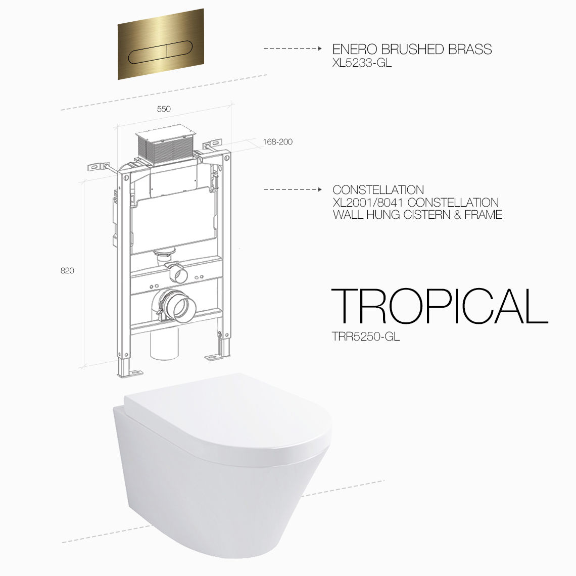 TROPICAL RIMLESS ENERO BRUSHED BRASS CONSTELLATION — view 3