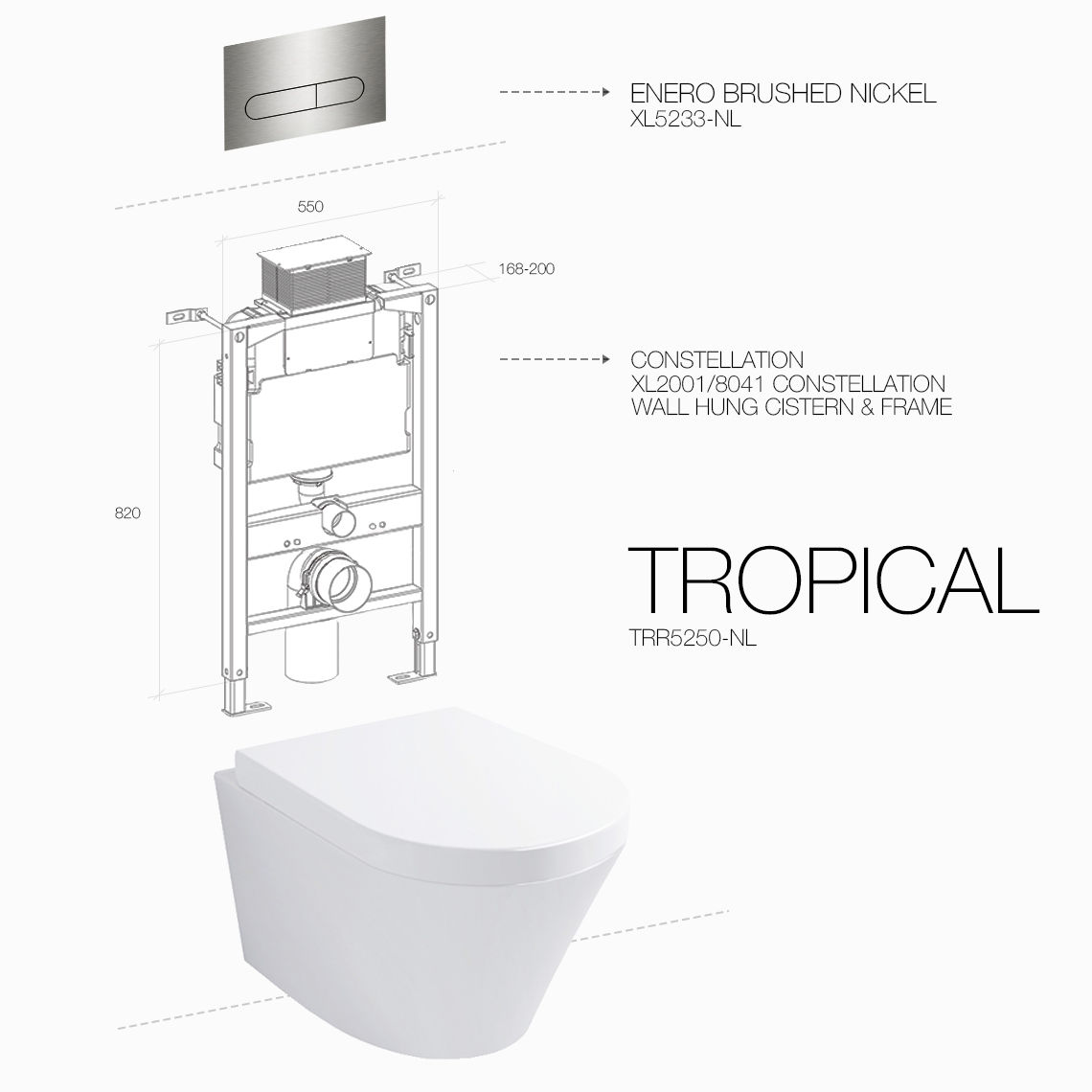 TROPICAL WALL HUNG ENERO BRUSHED NICKEL CONSTELLATION — view 2