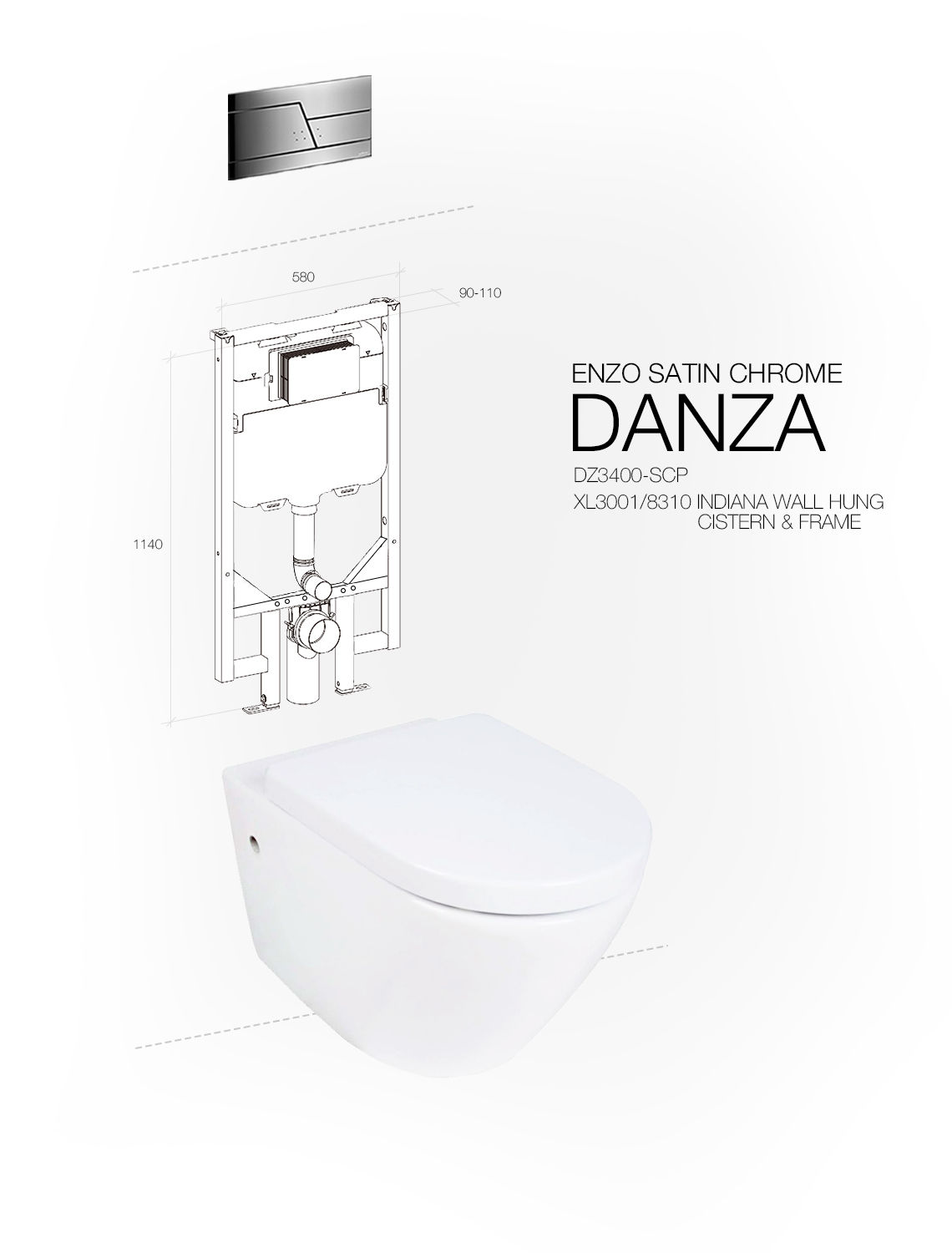 DANZA WALL HUNG ENZO SATIN CHROME INDIANA