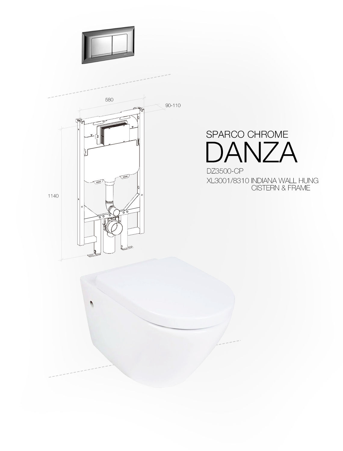 DANZA WALL HUNG SPARCO CHROME INDIANA