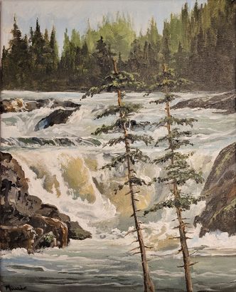 Peinture acrylique Cascades dhiver Paysage -  Canada