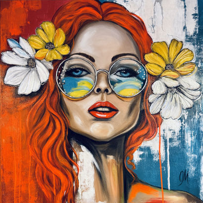 Girl in glasses (3) - Victory's Reflection, Painting by Olga