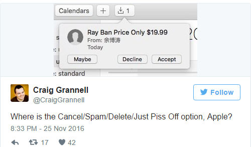 apple calendar spam