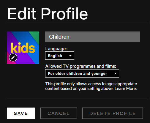 Edit Netflix User Profile
