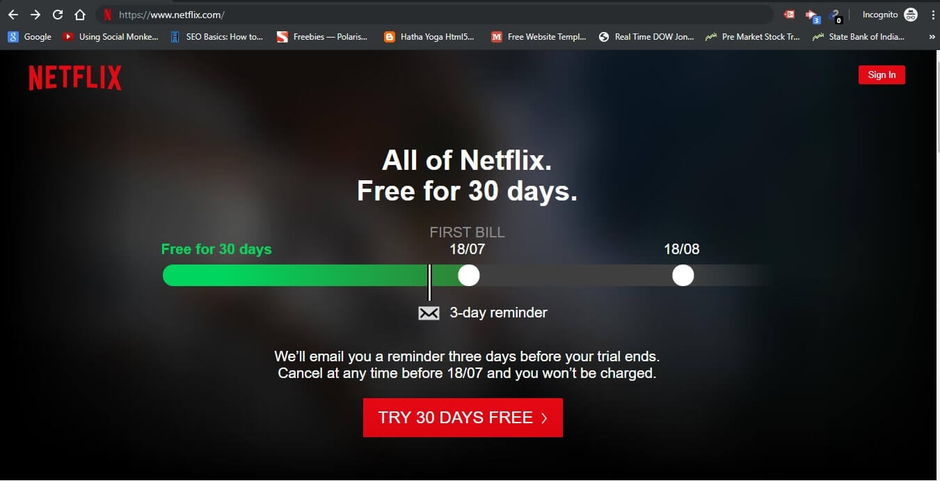 Netflix Home Page