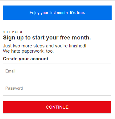 Netflix Sign Up Page
