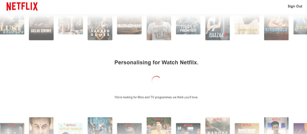 Netflix is personalised for you page