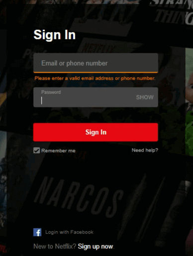 netflix sign in page