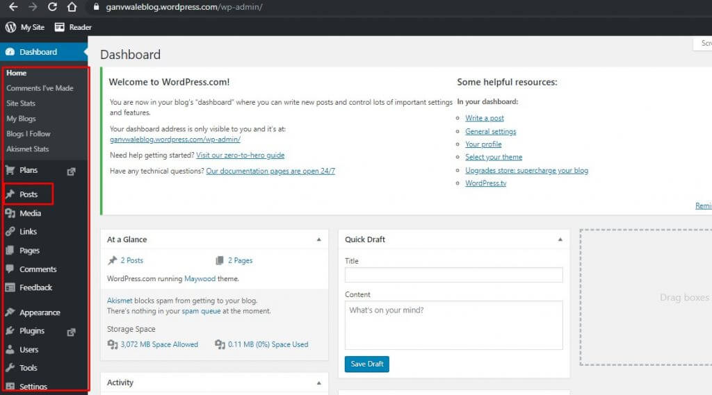 WordPress Dashboard