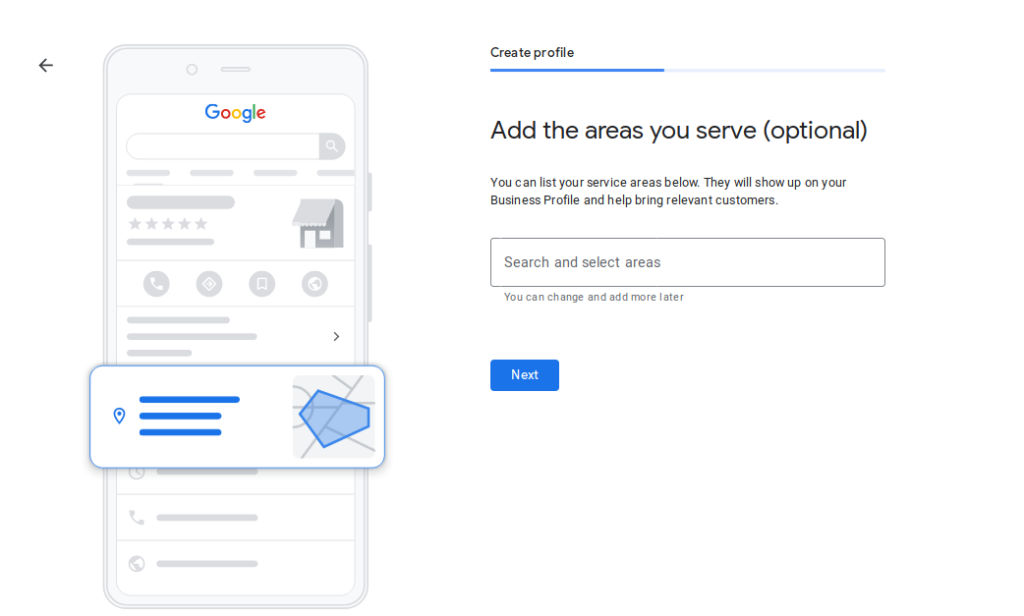 Add the areas you serve (optional)