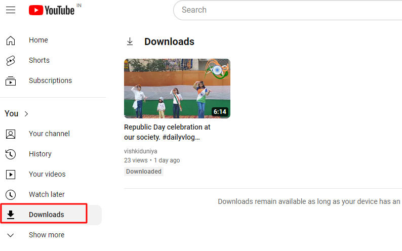 download menu in youtube application