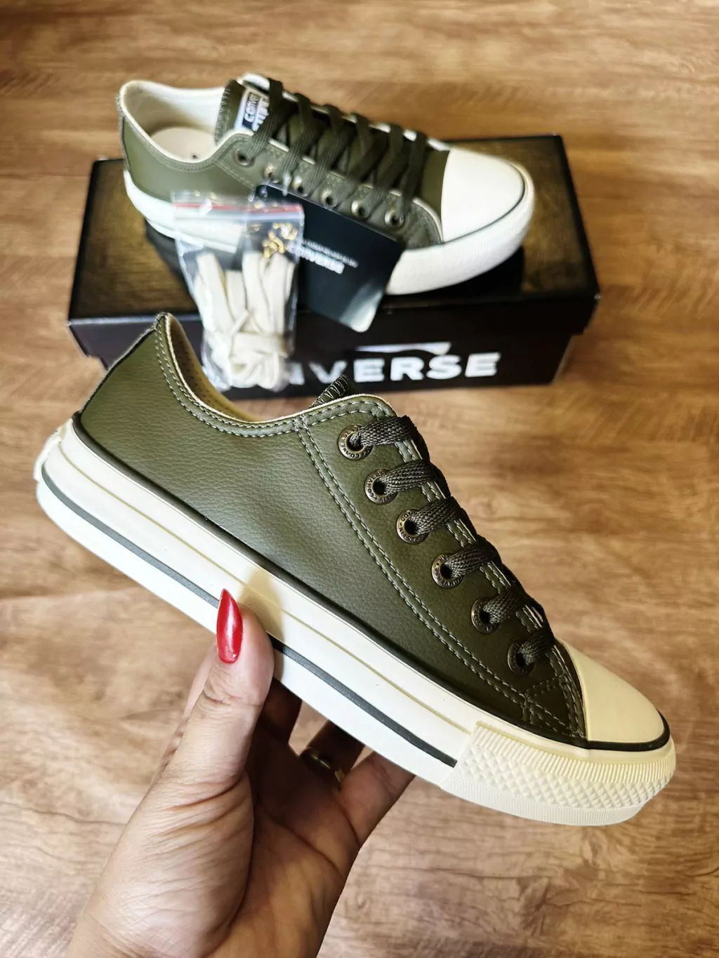 Converse All Star Couro Vulcanizado Verde Musgo