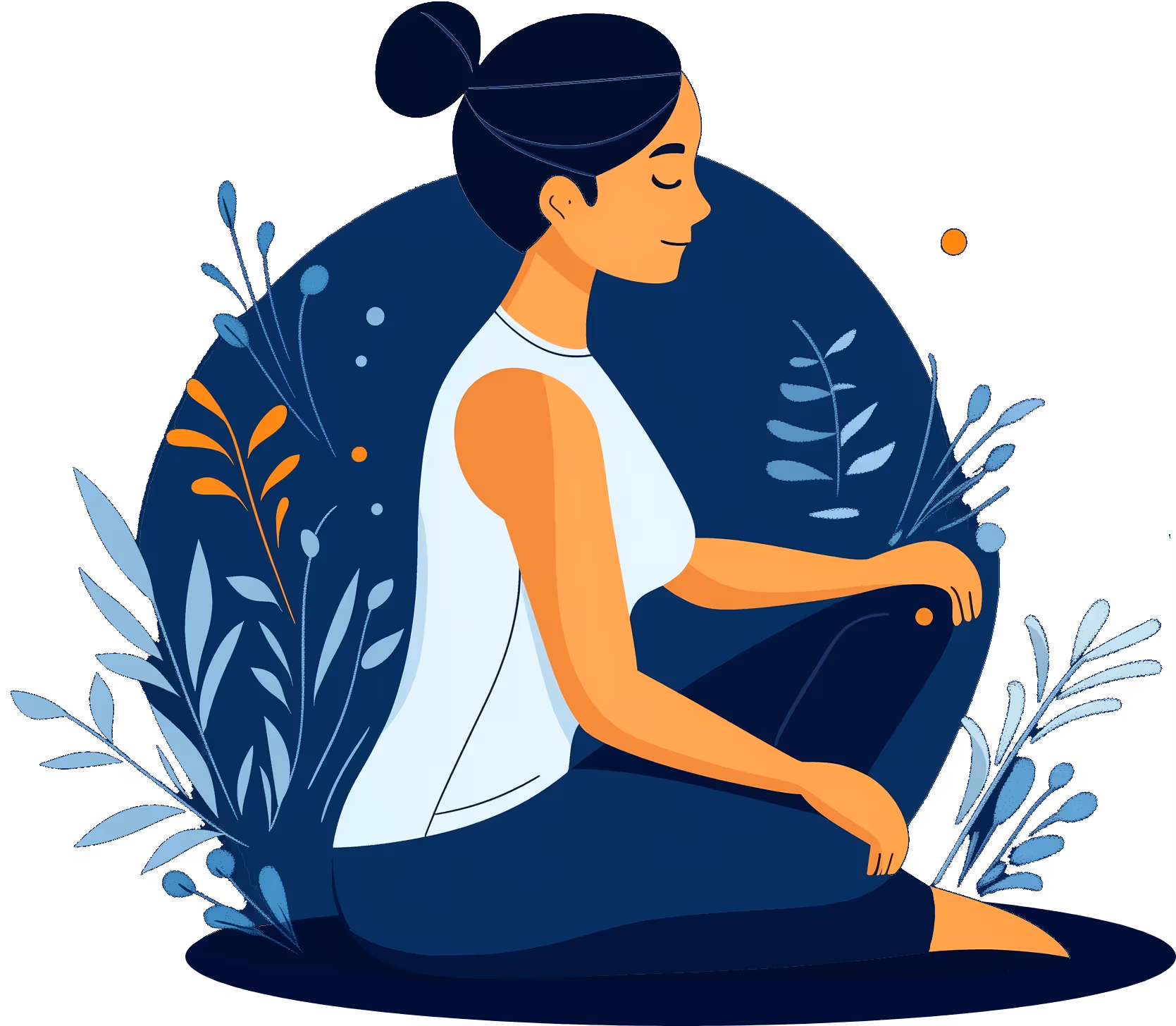 A woman sitting with good posture after treatment for back pain