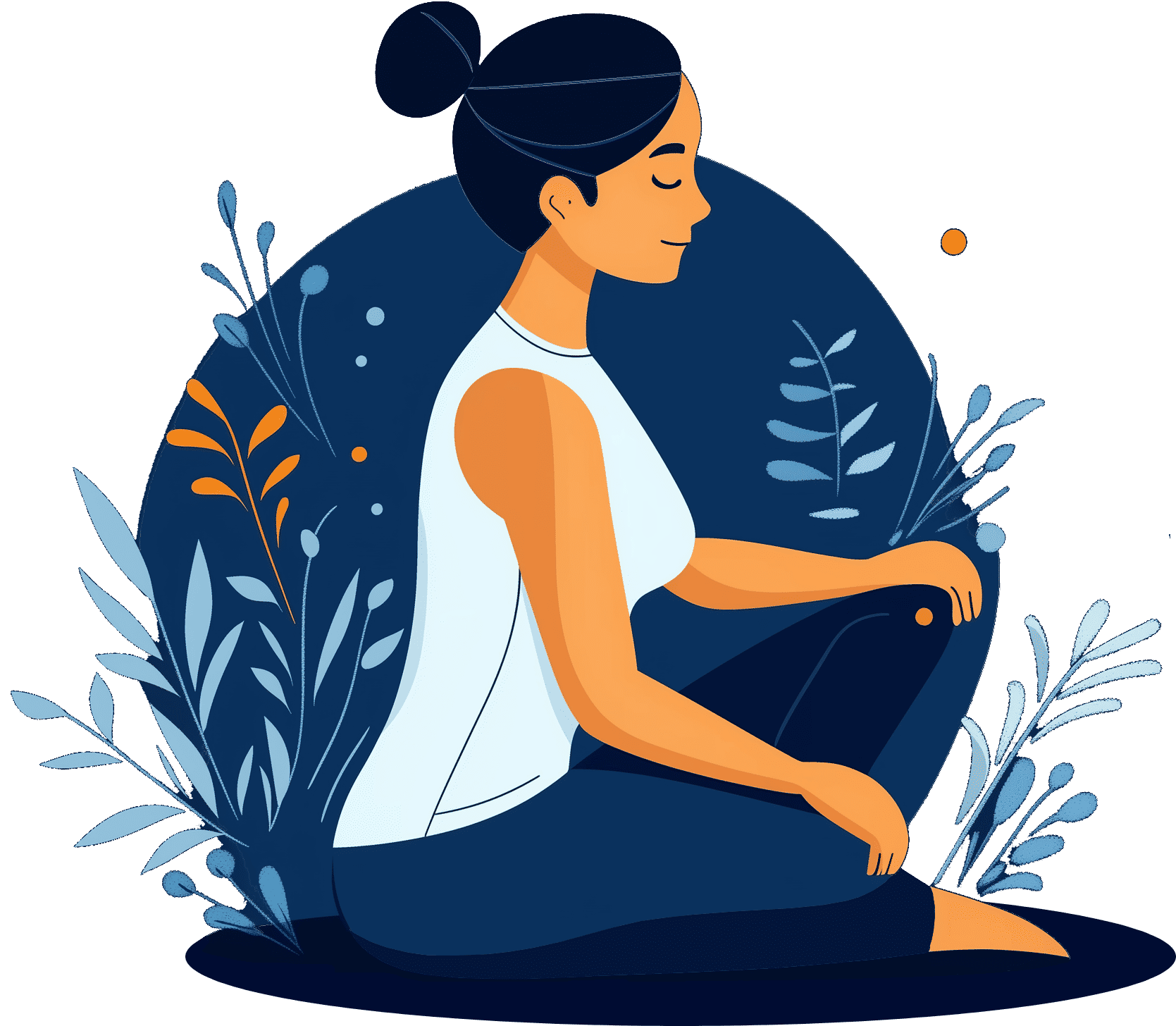 A woman sitting with good posture after treatment for back pain