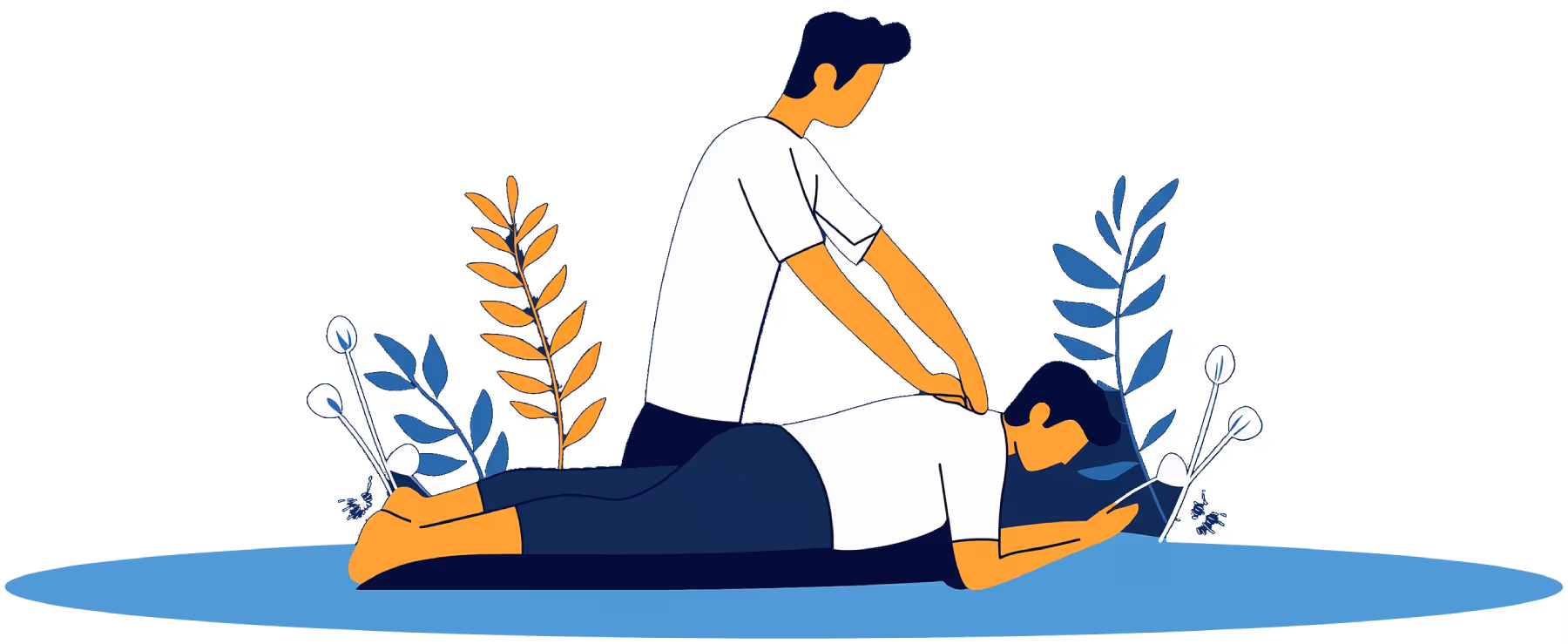 An illustration of an osteopath treating a man lying down