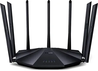 Tenda AC23 Dual-Band WLAN Router, AC2100 Gigabit (2.4 GHz 300 Mbps, 5 GHz 1733 Mbps, 4 x Gigabit Ports, App Control, 4 x 4 MU-MIMO, 7 x 6 dBi External Antennas), Black