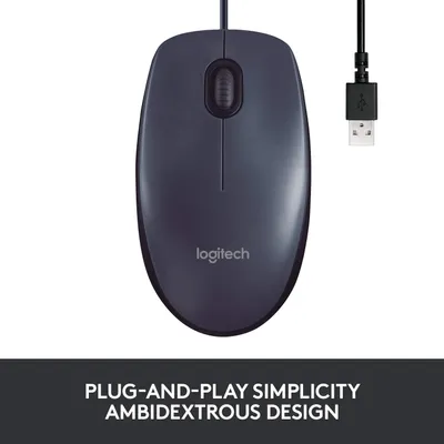 Logitech M100r Wired USB Mouse (Black) 