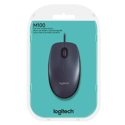 Logitech M100r Wired USB Mouse (Black) 