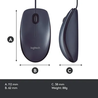 Logitech M100r Wired USB Mouse (Black) 