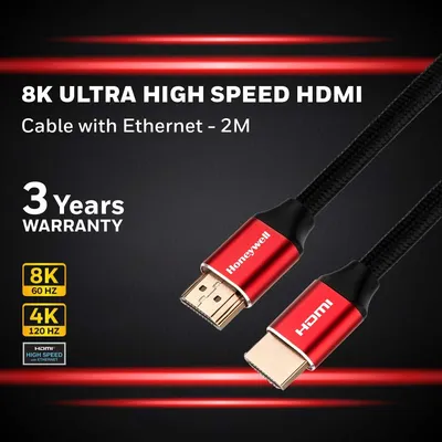 Honeywell 8K Ultra High speed HDMI Ver 2.1 cable with ethernet-2M