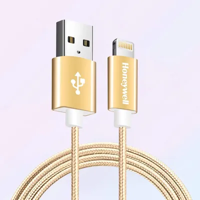 Honeywell Apple Lightning Sync & Charge Cable 1.2 Mtr (Braided) - Gold