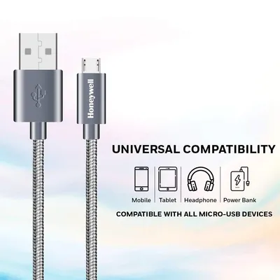 Honeywell USB to Micro USB Cable 1.2 Mtr -  Braided - Grey