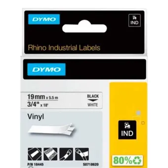 Dymo S0718620 Rhino 19mmx5.5m Vinyl Industrial Label, 18445