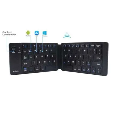 Portronics Chicklet Black Wireless Rechargeable Foldable Keyboard, POR-793A