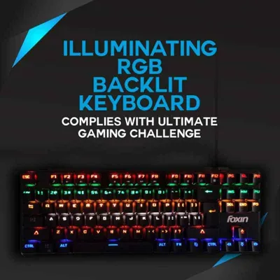 Foxin Black RGB Backlit Semi-Mechanical Gaming Keyboard, FMK 1002