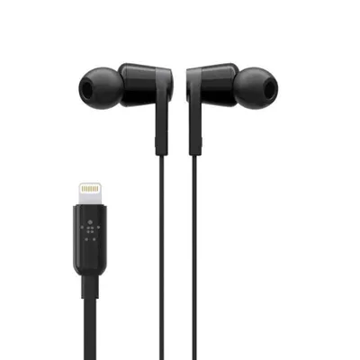 Belkin Rockstar In Ear Black Noise Isolation Earphone with Lightning Connector, G3H0001btBLK