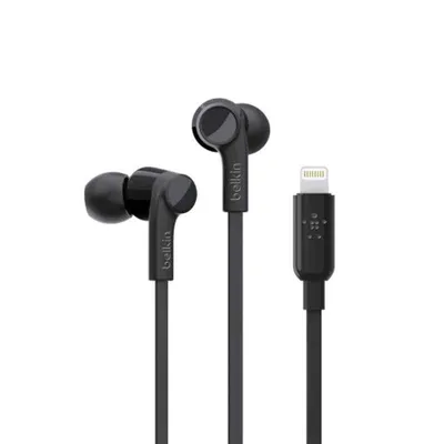 Belkin Rockstar In Ear Black Noise Isolation Earphone with Lightning Connector, G3H0001btBLK