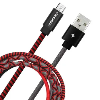 Crossloop 2.4A 1m Red, Black & Grey Micro USB Cable, CSLM02
