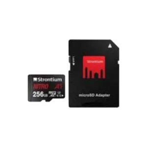 Strontium Nitro A1 UHS-I U3 256GB MicroSDXC Class 10 Black Memory Card with Adapter, SRN256GTFU3A1A