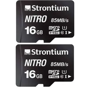 Strontium Nitro UHS-I 16GB MicroSDHC Class 10 Black Memory Card, SRN16GTFU1QR (Pack of 2)