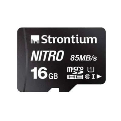 Strontium Nitro UHS-I 16GB MicroSDHC Class 10 Black Memory Card, SRN16GTFU1QR