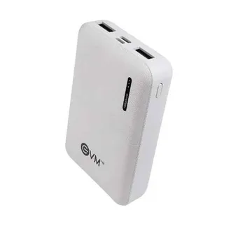 EVM 10000mAh Li-Polymer White Power Bank with LED Indicator