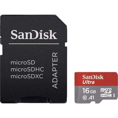 SanDisk U1 A1 98Mbps 16GB Ultra MicroSDHC Memory Card, SDSQUAR-016G-GN6MA